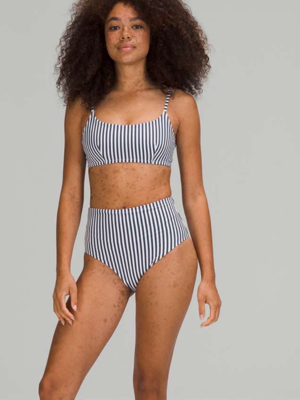 Lululemon swim Striped Navy and White High-Waist Bikini Set